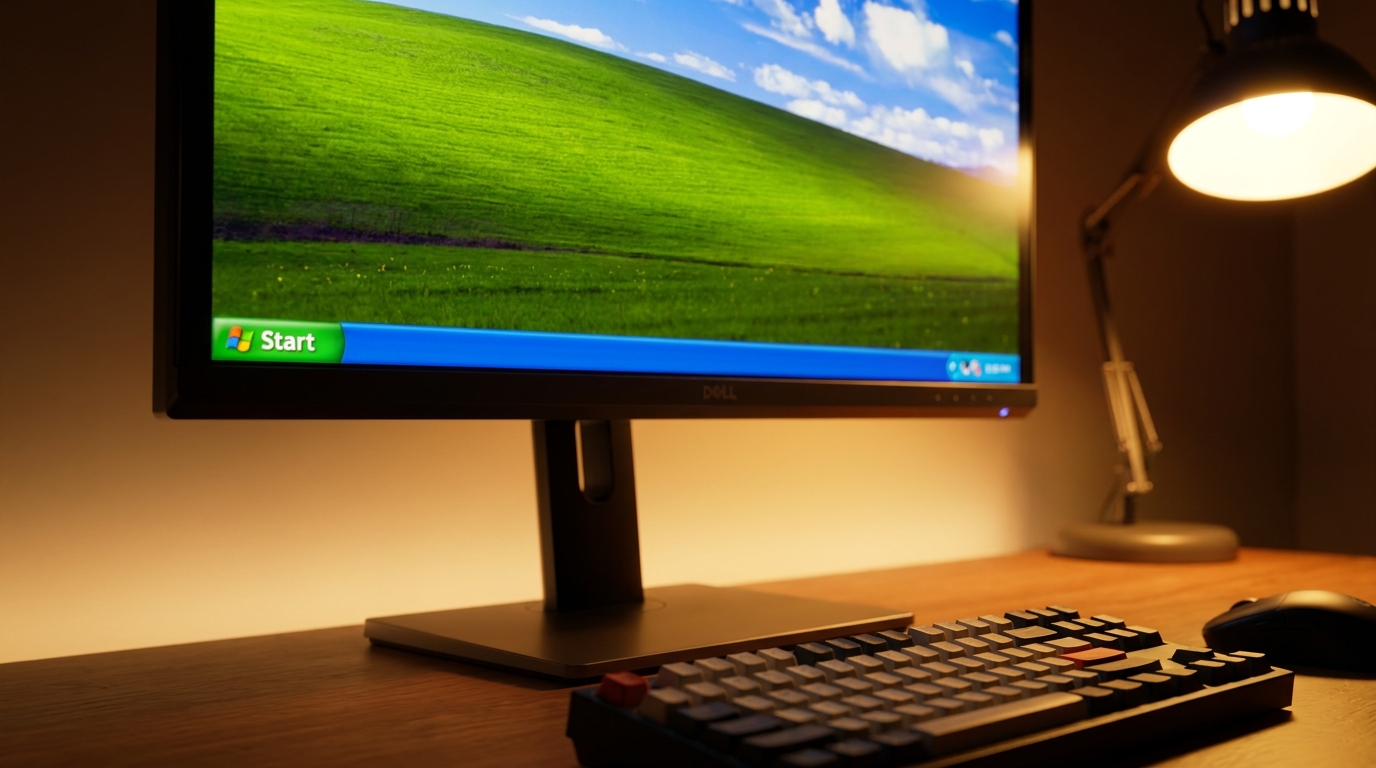Klasszikus Windows XP tálca modern monitoron