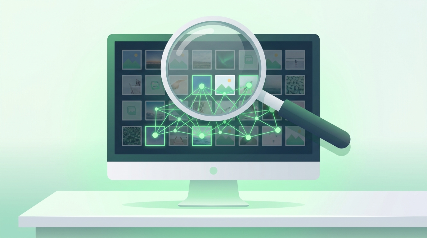 AI-alapú helyi fotókeresés illusztráció