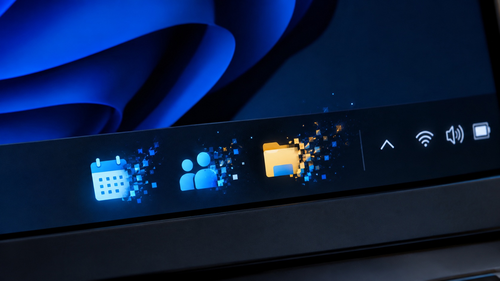 Windows 11 tálca a megszűnő kísérőalkalmazások ikonjaival